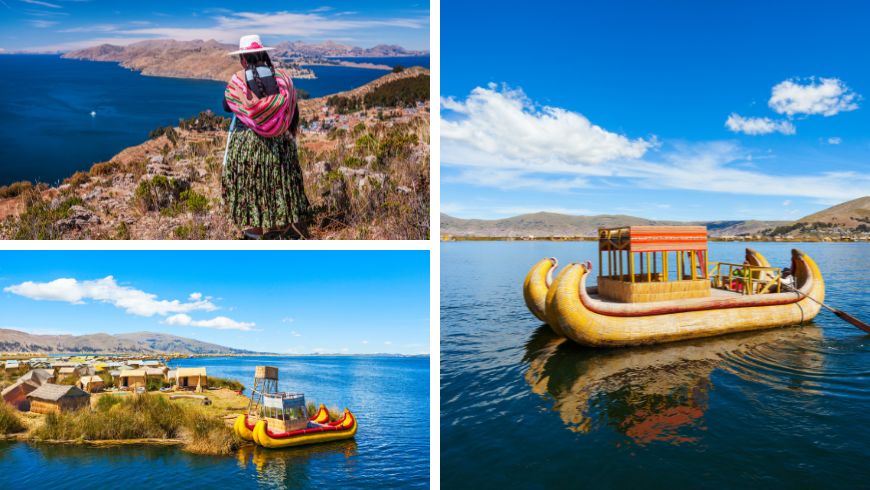 Panoramic view of Lake Titicaca, the world's highest navigable lake, on the border between Peru and Bolivia
