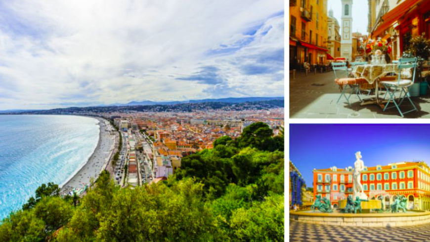 Photos of a famous viewpoint in Nice: from Castle Hill you can admire the Vieux Nice and the heart of the city. 