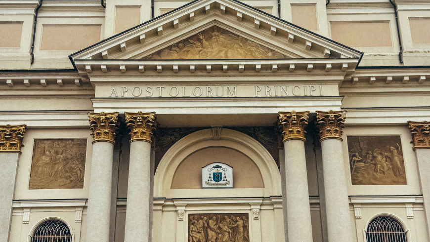 Facade of the St. Peter's Cathedral in Alessandria