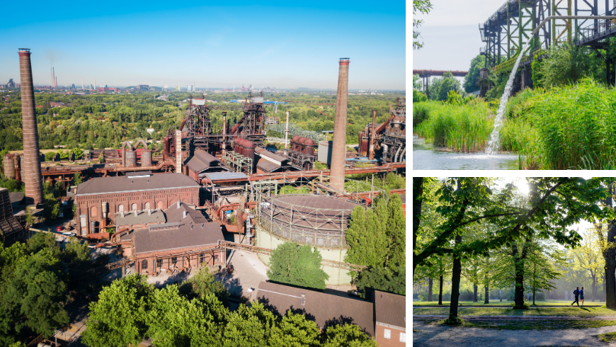 Landschaftspark Duisburg-Nord, a former industrial site in Germany transformed into a green public park and eco-tourism destination