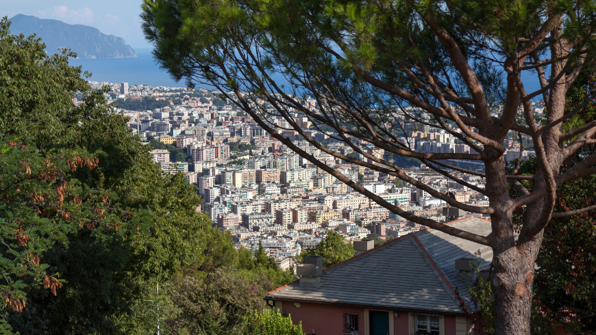 Genoa view from Righi funicular station