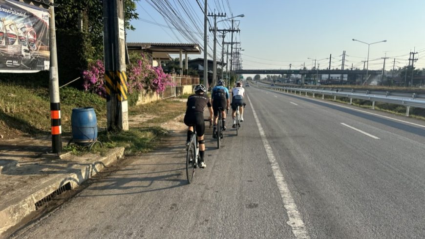 cyclists on one of the flat inland roads.