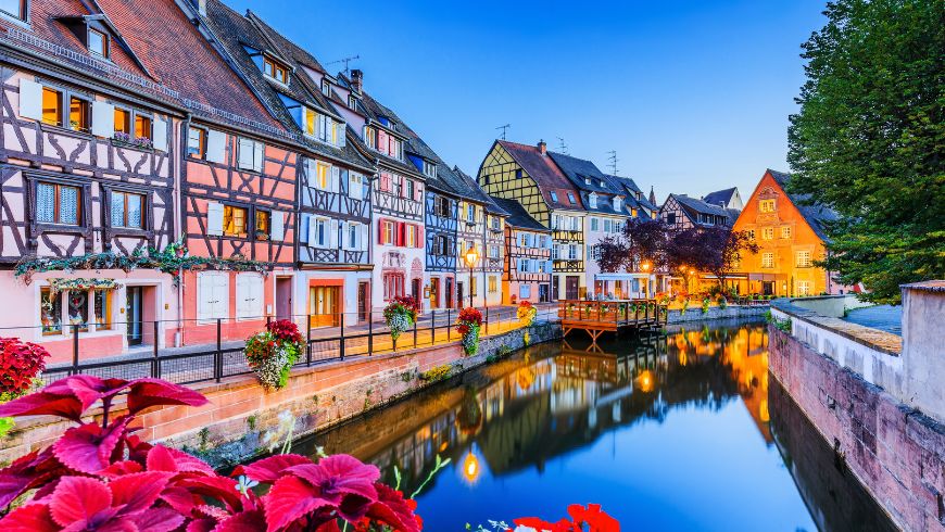 Colmar, Alsace, France – colorful traditional houses along the canal