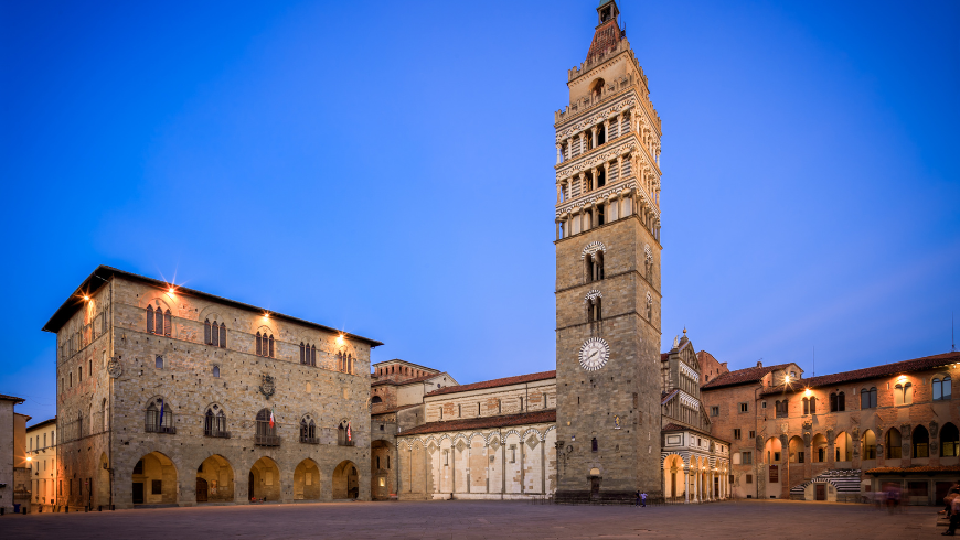 Piazza del Duomo in Pistoia with the Cathedral of San Zeno and Baptistery