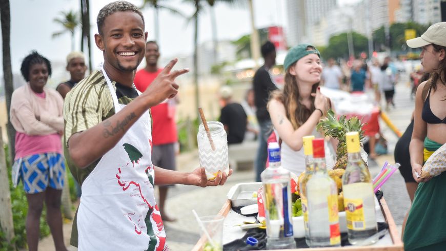 Festive street celebration in Rio de Janeiro