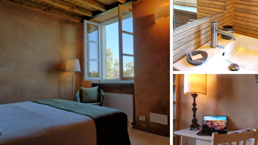 Natural plasters, wooden window frames and room details