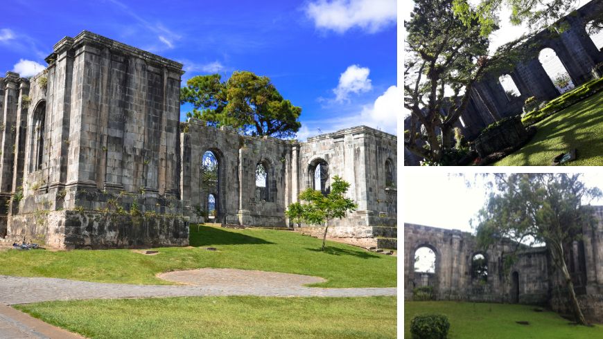 Las Ruinas de Santiago Apóstol, the historic church ruins surrounded by a garden in central Cartago, Costa Rica.