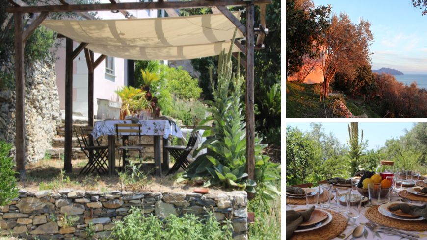 La Collina di San Rocco Country House, outdoor dining and a building immersed in nature overlooking the sea