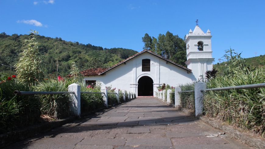 Iglesia de San José de Orosi, a historic colonial church in the Orosi Valley, Cartago Province, Costa Rica.