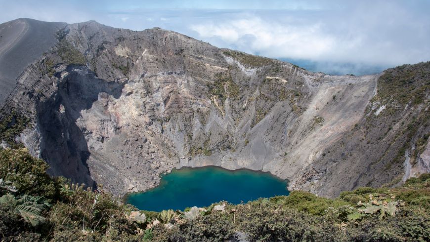 Turquoise-blue crater lake at the summit of Irazú Volcano in Cartago Province, Costa Rica.