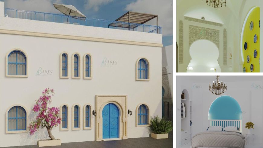 Öko-B&B Dar Beate in Sousse, Tunesien. Außenansicht und Zimmer