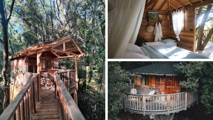 Das Baumhaus Orion in Frankreich – eine besondere Form des nachhaltigen Campings, die Naturerlebnis, Ruhe und Komfort vereint.