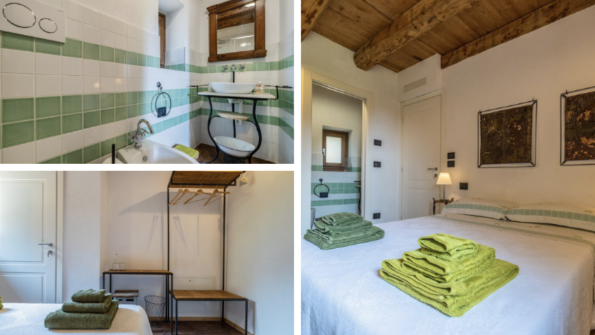 Zimmer "Ferro" (Eisen) mit Eisendetails und grüne Dekorationen