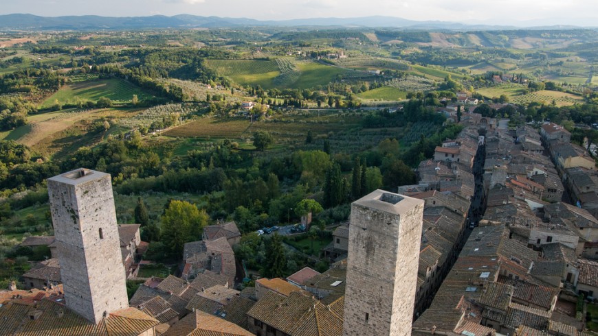 Vista de las torres de San Gimignano, Toscana, Italia