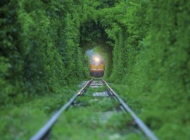 Trayecto del ferrocarril desde Orzhiv Klevan a Ucrania