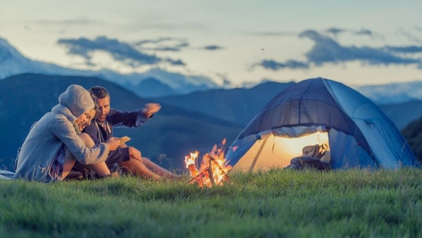 sustainable camping, tent, couple, nature