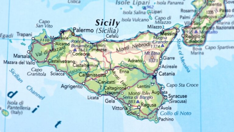 Rappresentazione sulla mappa della Sicilia