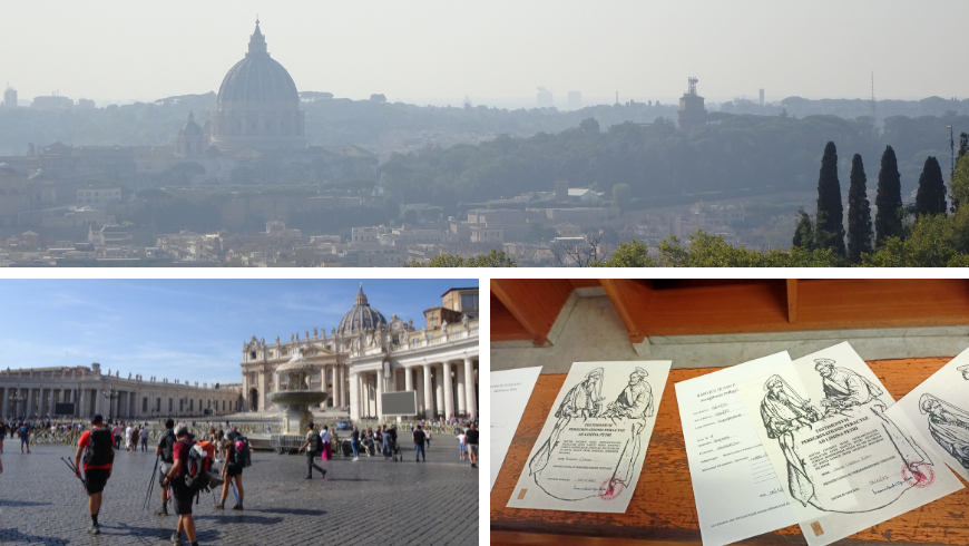 Llegada al Vaticano, Roma. Via Francigena, peregrinaje desde Capranica hasta Roma
