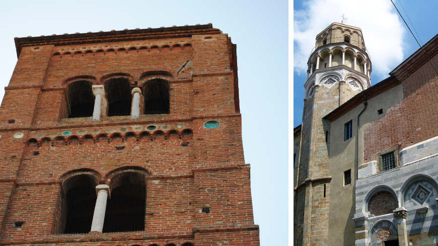 Campanario de la iglesia de San Nicolás (izquierda) e Iglesia de San Michele degli Scalzi (derecha).